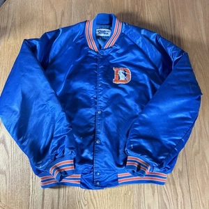 Vintage Denver Broncos Satin Bomber Jacket XL Chalk Line Blue Orange NFL Origina - Bild 1 von 24