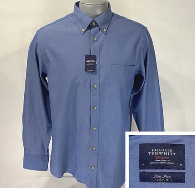 Camisa Charles Tyrwhitt Nueva Con Etiquetas Mediana M Manga Larga Hombre Azul Abotonada Clásica Nueva Foto 1 de 4