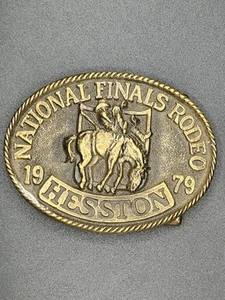 Vintage Rodeo Belt Buckle 1979 Hesston National Finals Adult  - Picture 1 of 4