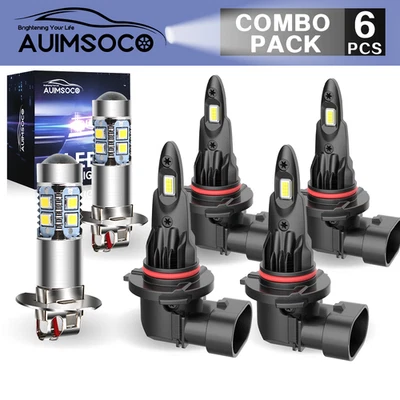 For GMC	C3500HD 1991-2002 LED Headlight Conversion Kit 6pcs Hi/Lo + Fog Lamps - Image 1 of 4