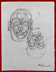 Alberto Giacometti (Handmade) Drawing On old Paper Signed & Stamped, Vtg Art - Picture 1 of 4
