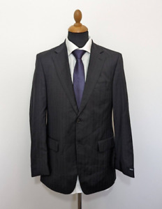 Hugo Boss Blazer Jacket Striped Gray Charcoal Sz.38 EU48 Sport Coat Suit Mens