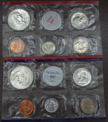 1959 P & D US Mint Set Uncirculated 10 Coins 90% Silver No Envelope - Image 1 of 4