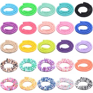 1x6mm Polymer Clay Crafting Spacer Loose Handmade Disc Heishi Beads 16" DIY - Picture 1 of 95