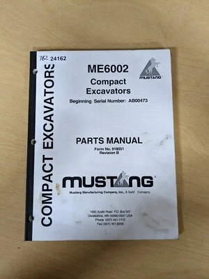 Mustang ME6002 (SN AB00473 & UP) Compact Excavators Parts Manual - Image 1 of 4