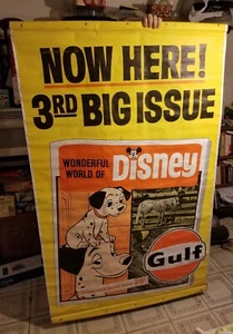 RARE GULF GAS WONDERFUL WORLD OF DISNEY 101 DALMATIONS LARGE BANNER SIGN 70"x44" - Picture 1 of 7