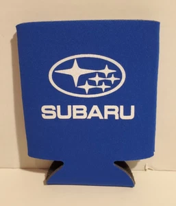 SUBARU AUTO CAR LOGO ABSORBENT NEOPRENE FOAM CAN BOTTLE HOLDER COOZIE DARK BLUE - Picture 1 of 2