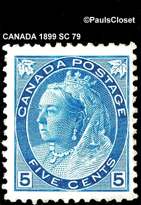 CANADÁ 1899 SC 79 QUEEN VICTORIA AZUL 5¢ EN AZUL PR COMO NUEVO SIN GOMA FINA/MUY FINA Foto 1 de 2
