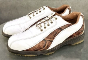 FootJoy  Icon Men's Spikeless Golf Shoes Size 7.5 Wide Leather Crocodile Print - Picture 1 of 12