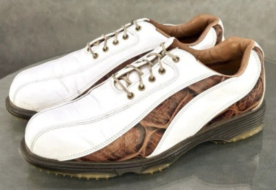 Zapatos de golf FootJoy Icon para hombre sin clavos talla 7,5 de cuero ancho estampado de cocodrilo Foto 1 de 4