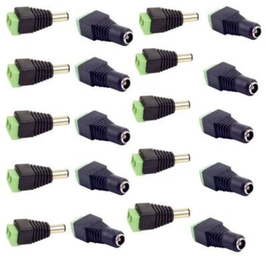 10 pair Male+Female DC Power Jack Connector Adapter Plug 2.1 x 5.5mm for CCTV - Picture 1 of 6
