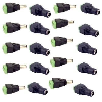 10 pair Male+Female DC Power Jack Connector Adapter Plug 2.1 x 5.5mm for CCTV - Image 1 of 4