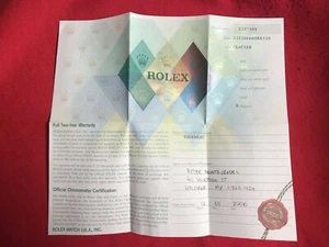 Rolex Certificato Garanzia Per Z Seriale Giorno Data 118206 - Foto 1 di 7