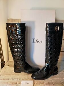 superbes bottes cuir verni noir Christian Dior 39,5