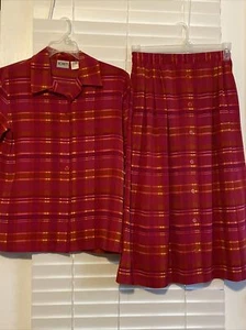 KORET Petites Vintage 2pc Skirt set Short sleeve Size S Red - Picture 1 of 5