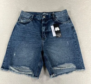 Nuevo con etiquetas Denim Refuge Años 90 Boyfriend Talla 9 Azul Ultra Alto Tiro Desgastado Fray Dobladillo - Imagen 1 de 9