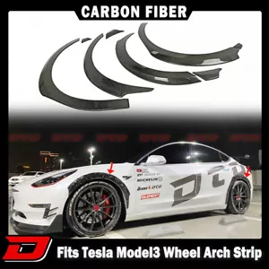2023 Fit For Tesla Model 3 4DR Sedan Wheel Arch Fender Strip Trim Real Carbon - Foto 1 di 4