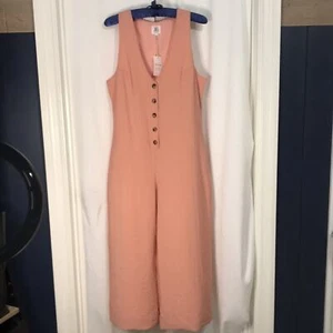NWT dRA Anthropologie Joey sleeveless Wide Leg Cropped Jumpsuit in Peach size S - Picture 1 of 6
