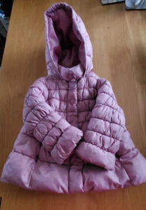 Benetton pink puffer hooded jacket, size 2 years - Picture 1 of 6