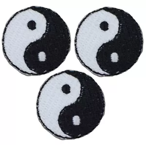 Mini Yin Yang Applique Patch - White & Black Circle Badge 1" (3-Pack, Iron on) - Picture 1 of 1