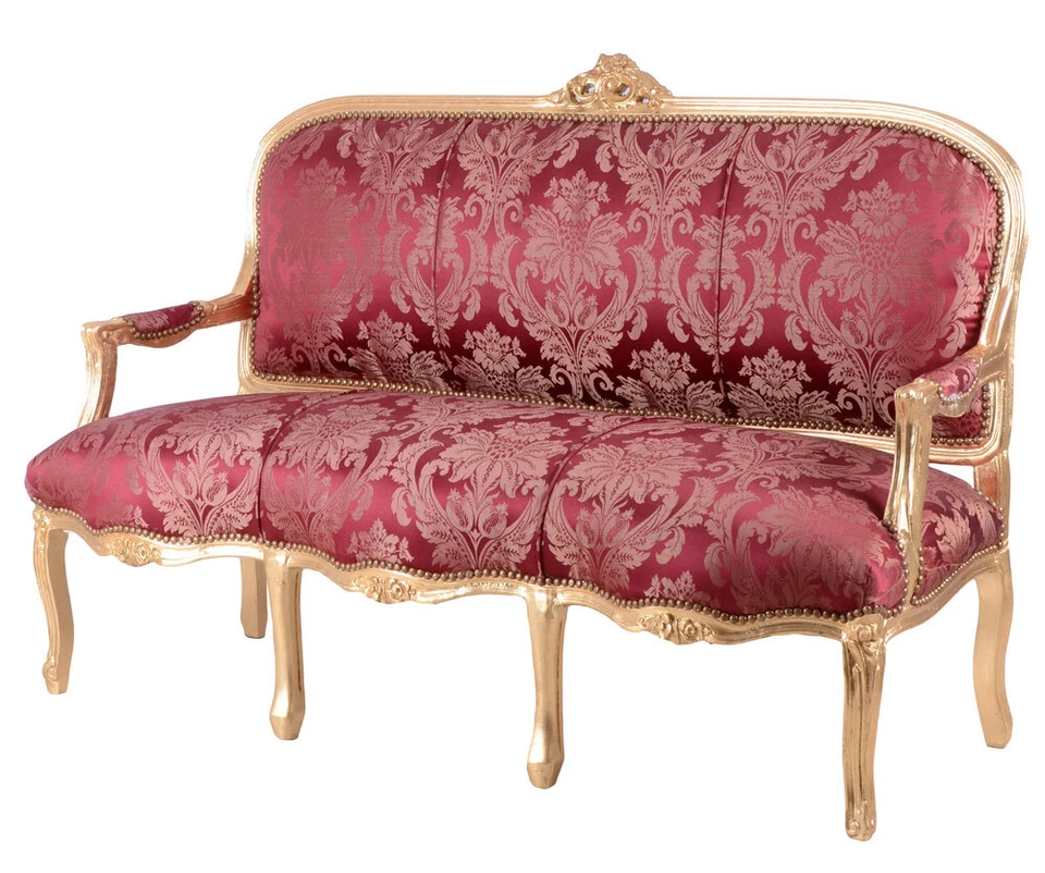 Giant sofa Rococo style bench chaise longue red Baroque french Louis XV couch  - Image 1 of 1