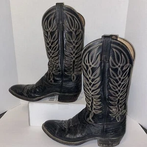 Botas vaqueras occidentales Dan Post para hombre 9D punta redonda cuero negro - Imagen 1 de 24