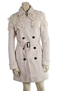THE SUPERDRY PREMIUM JACKET No.54 Cream Crochet Collar Trench Coat Size XS - Picture 1 of 15