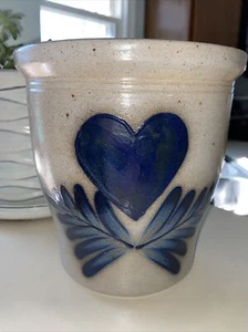 ELDRETH POTTERY PA CUORE COCCIO SALE GRES SMALTATO VASO FIORI COBALTO PA 1988 - Foto 1 di 9
