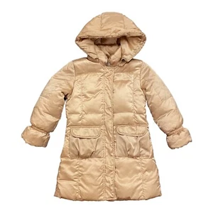 Abrigo acolchado Moncler para niños | Diseñador de gama alta vintage con capucha oro rosa de colección para niñas - Imagen 1 de 4
