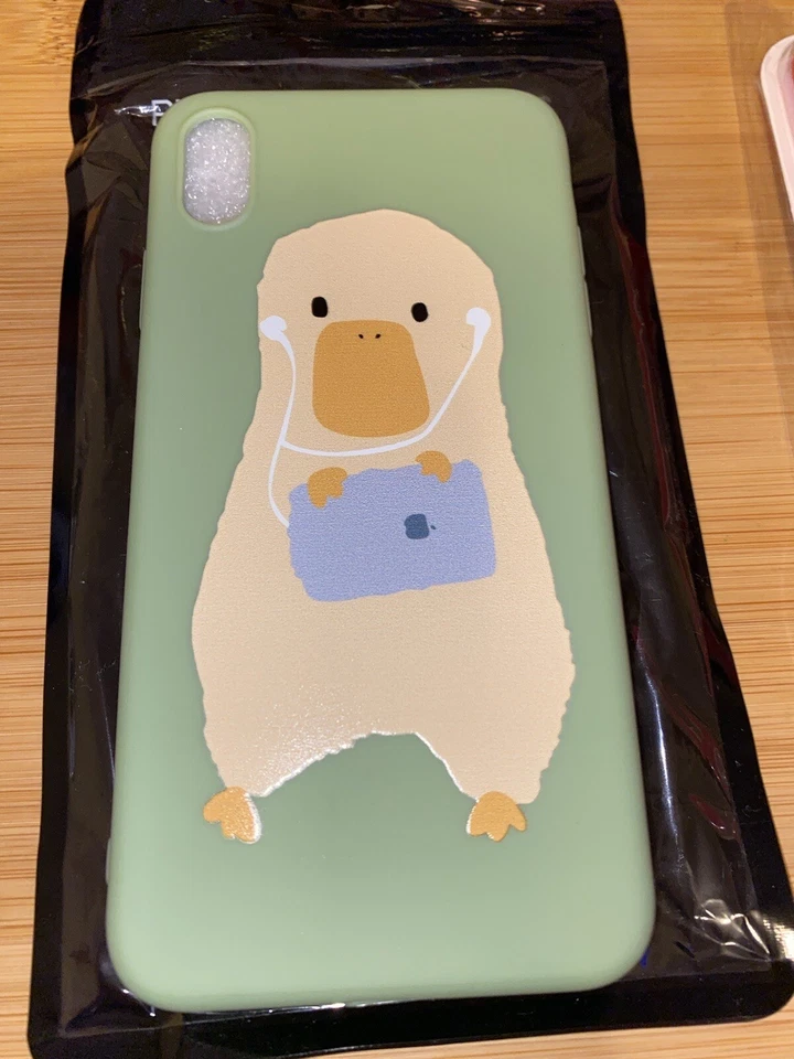 NEW iPhone XS Max Case, cute duck, green, soft case With Glass Screen Protector - Image 1 of 1