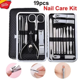 19 pcs Nail Care Kit Manicure Pedicure Set, Eyebrow Grooming Kit,Steel Nail Care - Picture 1 of 8