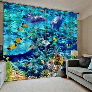 Submarine Bubble Economy Seaweed Printing 3D Blockout Curtains Fabric Window - Bild 1 von 8