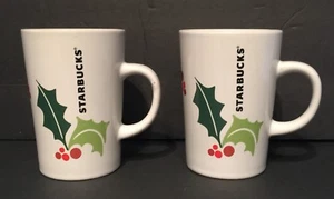 Starbucks 2011 Weihnachten Stechpalme Beeren Blätter Kaffee Tee Tasse Becher 2er Set - Bild 1 von 7