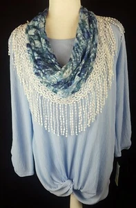 NOTATIONS RUNDHALSAUSSCHNITT DAMEN BLUSE GRÖSSE M FARBE BLAU 3/4-ÄRMEL OBERTEIL 11285D - Bild 1 von 12