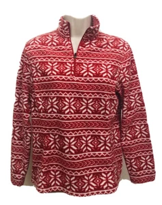 Lands End Pullover Langarm Oberteil Jacke leicht rot weiß Größe 6-8 5L65 - Bild 1 von 7
