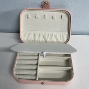 Small portable pink jewelry storage box vegan earrings necklace ring Small CUT - Picture 1 of 15
