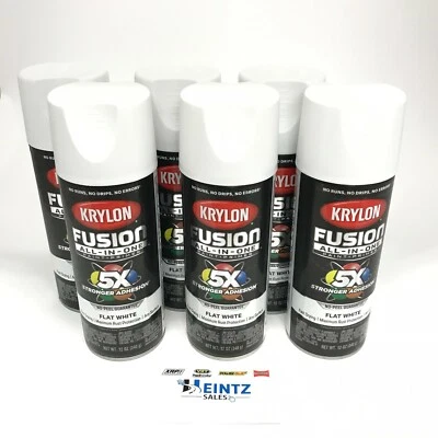 KRYLON 2730-6 PACK FLAT WHITE All-In-One Fusion Paint & Primer - No-Peel - 12 oz - Image 1 of 3