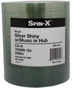 Spin-X MUSIC Digital Audio Silver Shiny Recordable SAMPLE CD-R Blank Disc - Picture 1 of 1