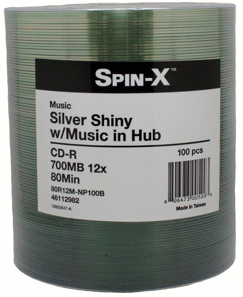 Spin-X MUSIC Digital Audio Silver Shiny Recordable SAMPLE CD-R Blank Disc - Image 1 of 1