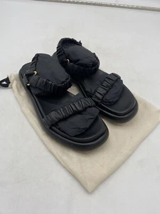 Sandalias de cuero fruncido Khaite Puglia negras para mujer en reino unido 6,5 totalmente nuevas - Imagen 1 de 5