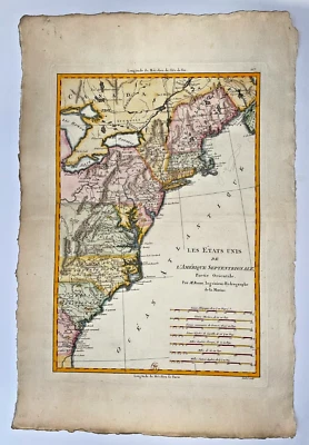 NORTHEAST UNITED STATES 1788 RIGOBERT BONNE ANTIQUE ENGRAVED MAP 18TH CENTURY - Image 1 of 4