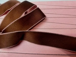 vintage novelty trim 1" ribbon reversible stitched edges 1yd made in France - Picture 1 of 3