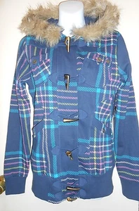 O'Neill Junior "Gossip Queen" Plaid Faux Fur Trim Hoodie Jacket Medium (M) NWT - Picture 1 of 3