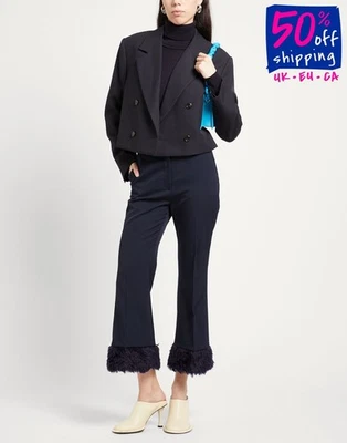 RRP €750 STELLA McCARTNEY Wool Flared Trousers IT36 US0-2 UK4 XXS Faux Fur Trim - Image 1 of 4