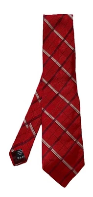 Gravata masculina xadrez vermelha de seda feita na Itália VALENTINO  - Imagem 1 de 4
