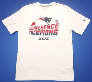 NEW ENGLAND PATRIOTS AFC CONFERENCE CHAMPIONS WHITE T-SHIRT MENS LARGE BY NIKE - Picture 1 of 5