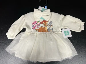 DISNEY BABY~DEER & RABBIT TUTU DRESS LONG SLEEVE & HEADBAND~ NWT 3/6 mo - Picture 1 of 5