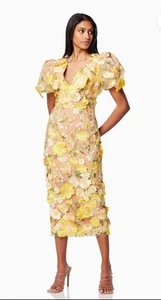 Elliatt 3D Floral Lace Maxi Dress Yellow - Size 12 - Picture 1 of 4