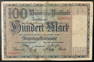 1922 GERMANY-MUNCHEN PAPER MONEY - 100 MARK BANKNOTE! - Picture 1 of 2