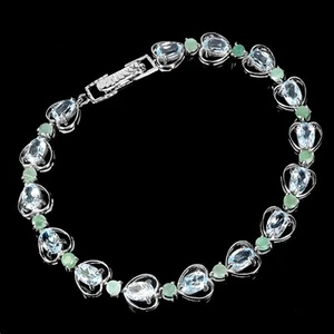 Sommer 925 Silber Armband Oval Blauer Topas 6x4mm Smaragd Edelstein Schmuck 7.5 - Bild 1 von 13